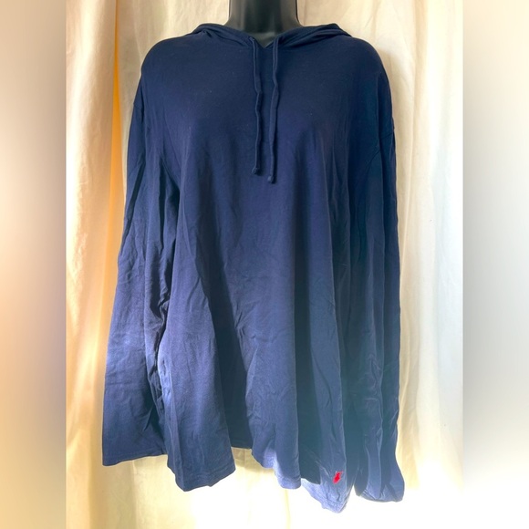 Polo Ralph Lauren Pullover Lightweight Hoodie Womens Sz L Navy Blue - Picture 1 of 4